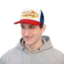 Load image into Gallery viewer, Trucker Caps pizza hats, kids pizza hats, pizza for kids/adult hats
