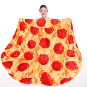 Pizza Taco Round Blanket Flannel