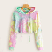 Load image into Gallery viewer, Hoodies Women Rainbow Tie Dye Print Women&#39;s Sweatshirt Autumn Cropped Hoodie Harajuku Streetwear Crop Top Hoodie Moletom
