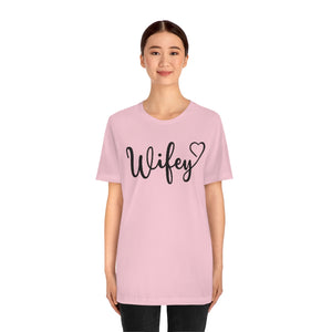 Printswear Wifey shirt, Wedding gift idea, Wifey husband t shirt, Set Wifey husband shirt wife shirt Unisex Jersey Short Sleeve Tee