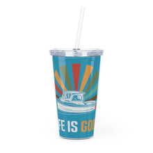Load image into Gallery viewer, Printswear Life is good tumbler, summer drink gift idea grad idea gift, summer tumbler trip Plastic Tumbler with Straw
