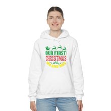 Load image into Gallery viewer, Our First Christmas Mr &amp; Mrs, Christmas first time couple Hooded,Unisex Heavy Blend™ Hooded Sweatshirt
