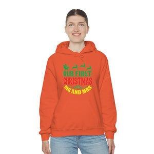 Our First Christmas Mr & Mrs, Christmas first time couple Hooded,Unisex Heavy Blend™ Hooded Sweatshirt