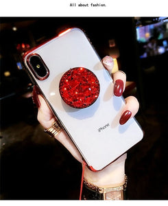 Bling Clear Phone Case For iphone 11 Pro Max X 8 7 6 6S Plus XR XS MAX SE 2020 Thin Slim Transparent Diamond Stand Holder Cases