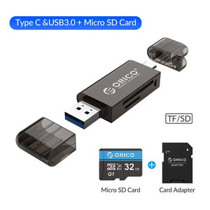 ORICO USB 3.0 Type-C Card Reader OTG for Micro TF Flash Smart Memory Card Adapter Laptop Accessories for Macbook Pro
